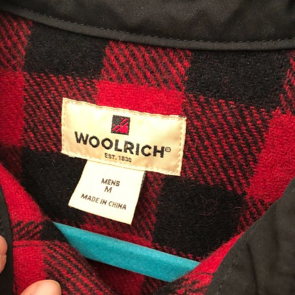 Woolrich men long sleeve wool shirt jacket in red plaid, M - Picture 11 of 12